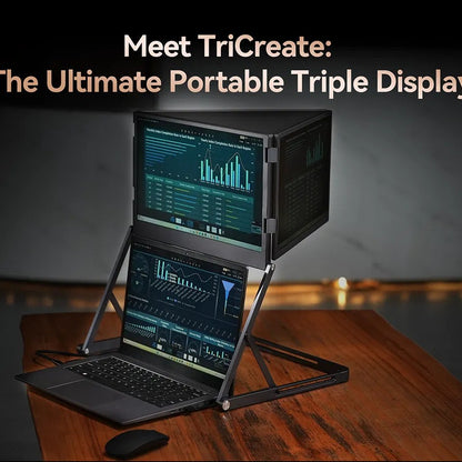 TriCreate 360™｜15.6型トリプルモバイルモニター（1本ケーブル／360°回転）